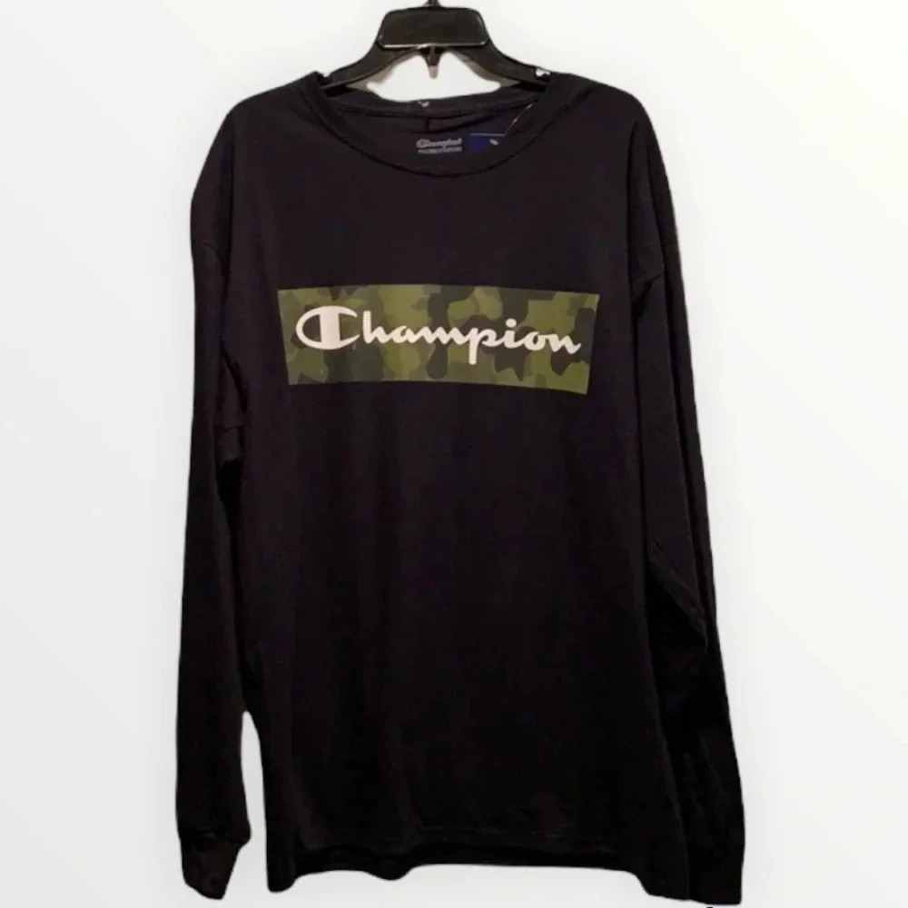 Champion Long Sleeve Camouflage T-Shirt Screenprint Big Tall